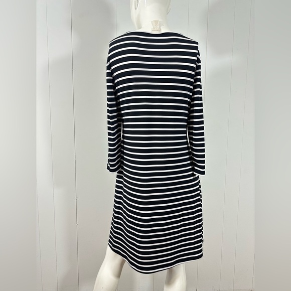 Chicos Women's Black & White Stripe Dress Long Sleeve Sz 0/ Small 3/4 Sleeve - Picture 5 of 10